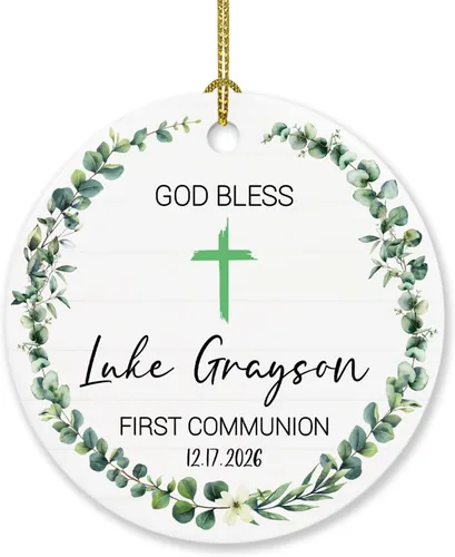 Miniatura 9 de Adorno de Navidad personalizado con texto en inglés "God Bless Bautized" 2025, adornos de bautismo católico, regalos para recién nacido, adorno