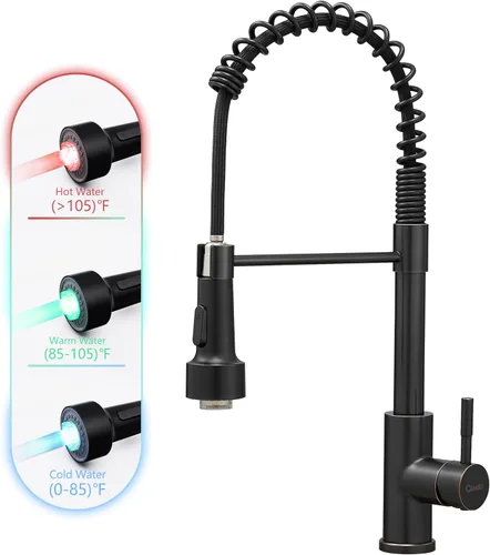 Miniatura 27 de GIMILI Grifo de cocina con pulverizador desplegable orificio único grifo de fregadero de acero inoxidable, adecuado para granjas, RV, lavandería