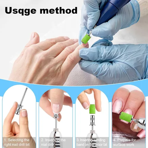 Miniatura 2 de Brocas de taladro de uñas, bandas de lijado para eje de taladro de uñas de 3/32 pulgadas, brocas para uñas, broca de mandril para uñas, brocas