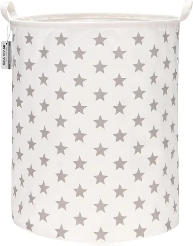 Sea Team. - Cesta grande de 19.7 pulgadas, con recubrimiento impermeable, textil de algodón ramio, plegable, cesta para lavandería, cesta cilíndrica