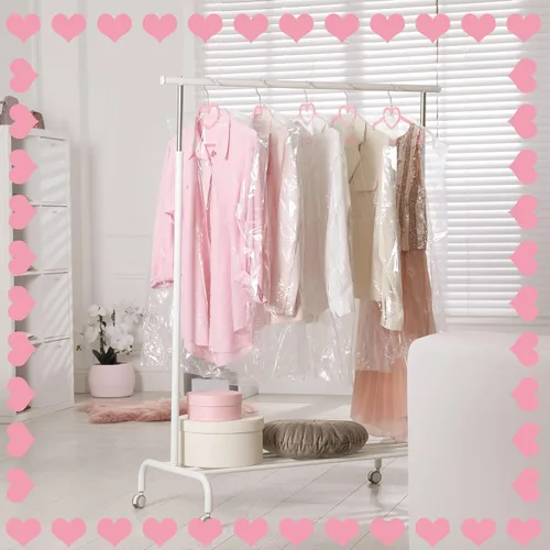 Miniatura 6 de Qunclay 50 piezas de perchas de terciopelo rosa en forma de corazón, perchas de fieltro antideslizantes, percha de abrigo de corazón resistente