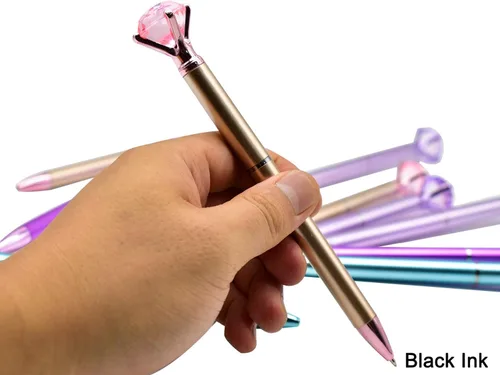 Miniatura 6 de Maydahui 24 bolígrafos de diamantes de tinta negra, retráctiles, diseño de metal brillante para niñas, mujeres, fiestas, día de San Valentín