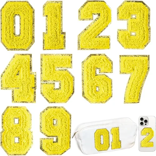 Miniatura 52 de 104 Piezas de Letras Grandes de 3 Pulgadas de Chenilla Blancas de la A-Z, Letras Termoadhesivas para Tela y Ropa, Bordado de Brillantina para 104