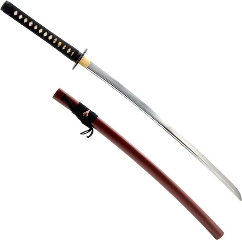 Handmade Sword - Espada Katana Samurai funcional, acero al carbono 1045, templado con calor forjado a mano, espiga completa, afilada, rueda imperio