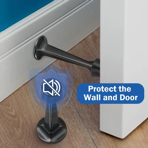 Miniatura 6 de Chumia Paquete de 24 topes de puerta rígidos sólidos resistentes, topes de puerta de 3 pulgadas con punta de goma suave mate para proteger la parte