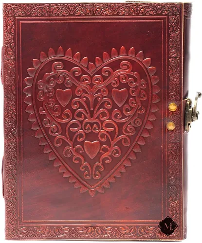 Miniatura 6 de Diario encuadernado en cuero en relieve grande de 8 pulgadas hecho a mano con cerradura marrón genuino antiguo diario personal antiguo diario diario