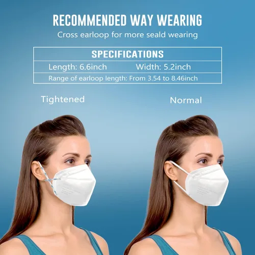 Miniatura 4 de WWDOLL - Paquete de 50 mascarillas KN95, mascarillas KN95 de 5 capas transpirables, con elástico para las orejas y clip de puente nasal, protección