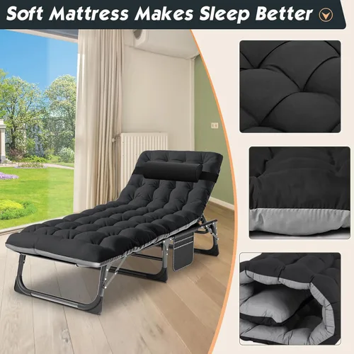 Miniatura 7 de MOPHOTO Silla de Descanso Plegable de 5 Posiciones, Catre Plegable, Silla de Descanso Portátil para Exteriores para Bronceado Solar, Perfecta