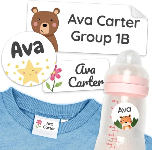 Miniatura 12 de Etiquetas de nombre personalizadas para la guardería para niños verdes [50 piezas] - Adhesivos de nombre resistentes al agua para la escuela