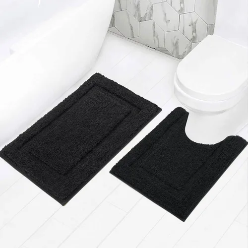 Miniatura 12 de SHACOS Juego de alfombras pequeñas de baño de 2 piezas con tapetes de baño en forma de U, tapetes de inodoro de 16x24 + 20x24 pulgadas, tapetes