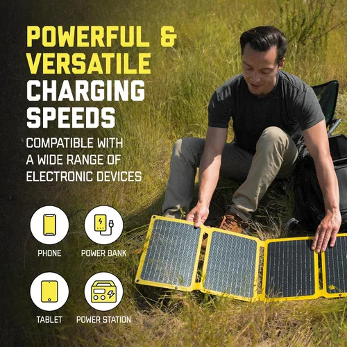Miniatura 2 de SunJack Panel solar plegable de 15 vatios, panel solar portátil monocristalino ETFE con USB-C y USB-A, paneles solares impermeables IP67