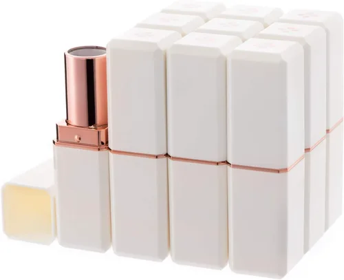Allwon 10 tubos de lápiz labial vacíos blancos DIY contenedor de bálsamo labial (tubo cuadrado), Blanco, Tubo cuadrado blanco