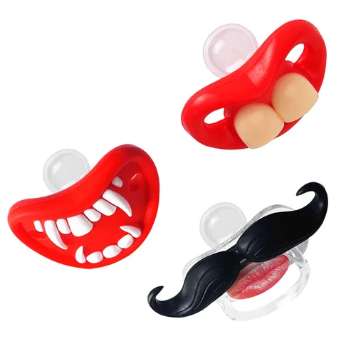 Miniatura 2 de ROBBEAR Chupete divertido para bebé, lindo bigote Binkies, dientes grandes falsos Binky Bucktooth, chupetes de Halloween para bebés de 0 a 36 meses
