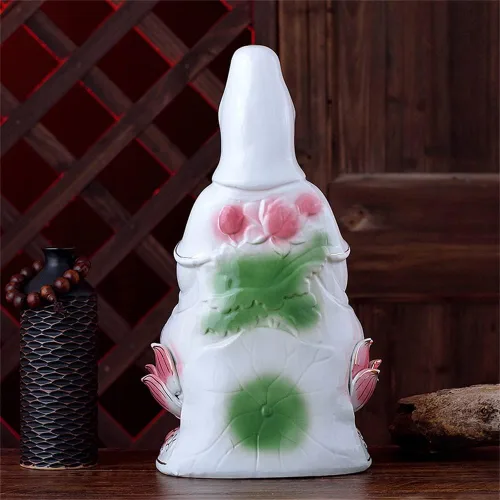 Miniatura 7 de Estatua de Guan Yin en Lotus – Estatua budista Avalokiteshvara Kuanyin – Regalo de Feng Shui (10 pulgadas)