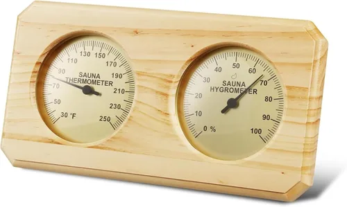 Termómetro de sauna de madera 2 en 1, termómetro de sauna Atarvana para interiores, higrómetro, accesorios para sala de hotel y sauna, accesorio