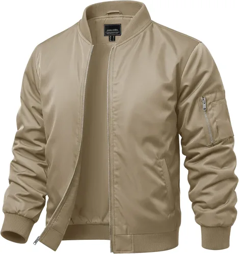 Miniatura 10 de CRYSULLY Chaquetas bomber ligeras para hombre, con cremallera completa, casual, rompevientos, de golf, a la moda, con bolsillo