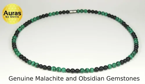 Miniatura 18 de Collar de cristal de obsidiana negra hecho a mano, collar de cuentas de piedras preciosas naturales auténticas, curación, protección, talismán mala