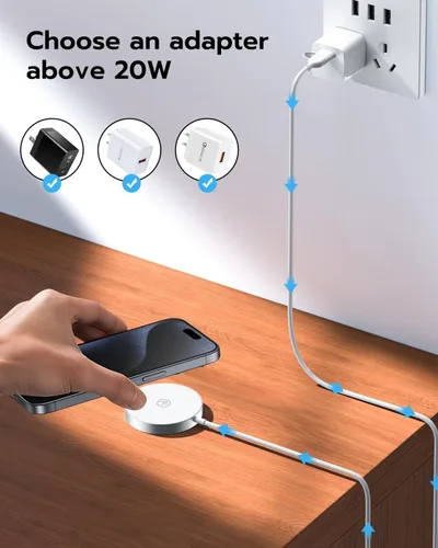 Miniatura 5 de NewQ Almohadilla de carga inalámbrica magnética, cargador inalámbrico certificado de 15 W Mag-Safe compatible con iPhone 17/16/15/14/13/12 Series