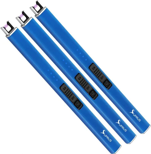 Miniatura 9 de SUPRUS Encendedor fluorescente que brilla en la oscuridad, encendedor eléctrico de velas, encendedor de arco USB recargable con bloqueo