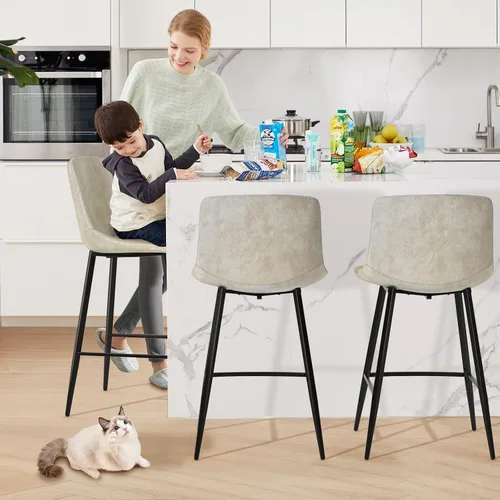 Miniatura 2 de 5Rcom Juego de 2 taburetes de bar de altura de mostrador de 600 libras, taburetes de cocina de 24 pulgadas con respaldo, sillas de bar modernas