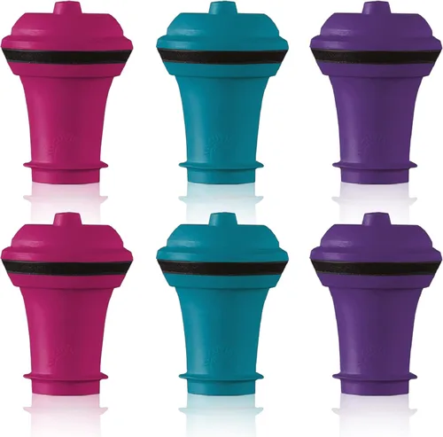 Miniatura 9 de Vacu Vin Juego de 3 tapones de vacío para guardar vino, multicolor, sellado hermético para mantener el vino fresco hasta una semana, compatible