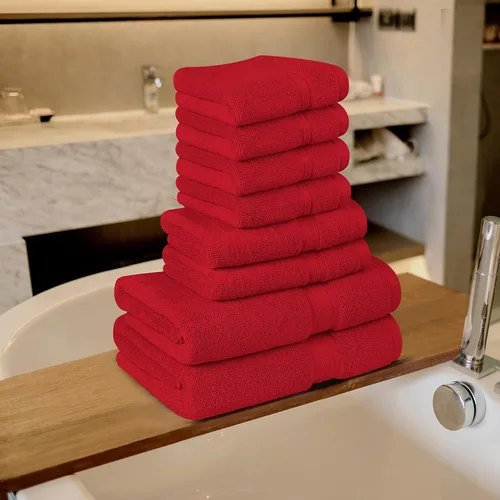 Miniatura 5 de Towel and Linen - Juego de toallas Mart color borgoña, 2 toallas de baño, 2 toallas de mano y 4 paños de 2 capas de baja torsión de 600 GSM, hilado