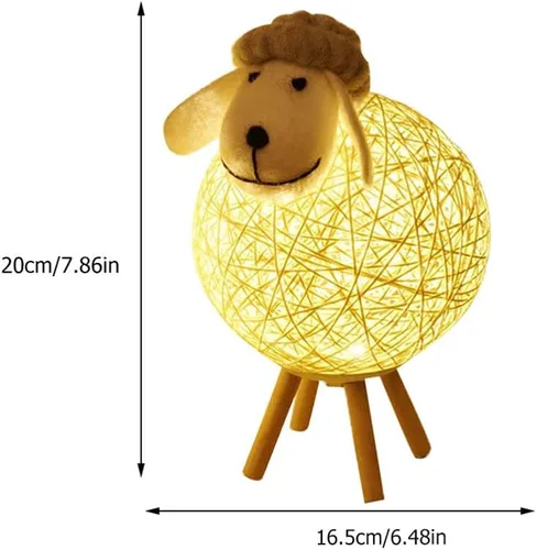 Miniatura 2 de JOEBO Lámpara de noche de alpaca, lámpara de escritorio, lámpara de lectura, mesa de cama ajustable, luz decorativa de oveja, lámpara de noche