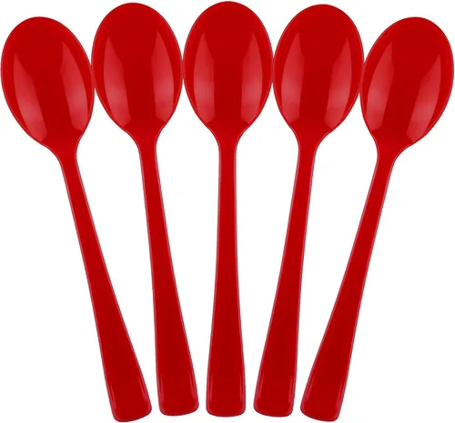 Miniatura 9 de Kochorie Paquete de 180 cucharas de plástico negras, utensilios desechables resistentes, 6.8 pulgadas, cucharas negras para fiesta a granel