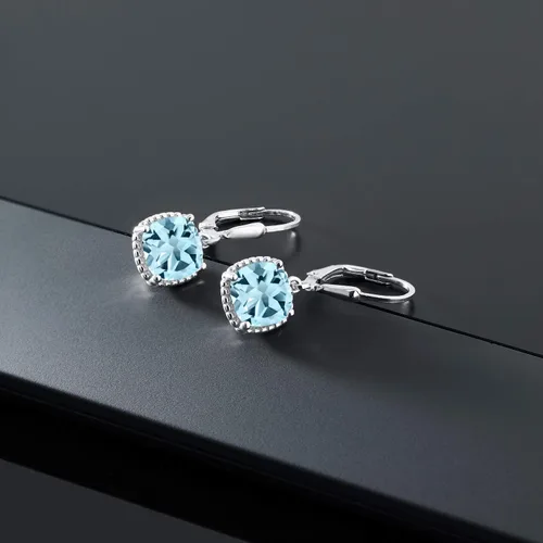 Miniatura 31 de Gem Stone King Aretes colgantes de plata de ley 925 de 0.315 pulgadas para mujer