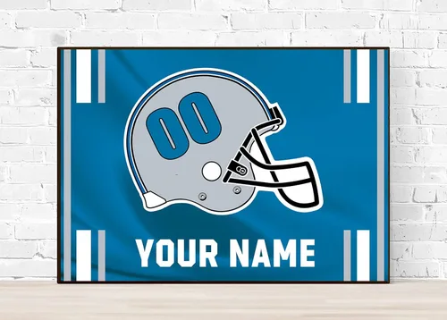 Miniatura 4 de Bysincy Pintura de diamantes de fútbol personalizada con nombre y número, pintura personalizada de bandera de fanáticos deportivos con casco, arte