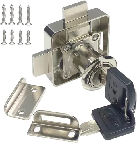 Miniatura 8 de Cerradura de puerta doble para gabinete Cerradura de cajón Cerradura de seguridad [con llave igual] Cerradura de puerta doble
