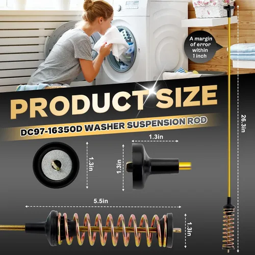 Miniatura 2 de Varillas de suspensión para lavadora para Samsung WA50T5300AC/US WA50R5400AV/US WA45T3400AW/A4 WA50R5200AW/US WA45N3050AW/A4, Reemplace las varillas