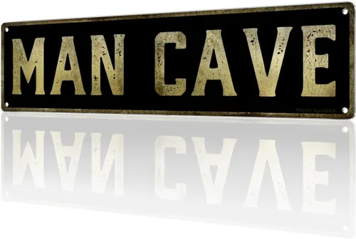 Decoración Vintage para Cueva de Hombre – Letreros "CUEVA DE HOMBRE" | Letreros de Metal de 12x8" para Cueva de Hombre, Barra de Casa o Garaje –