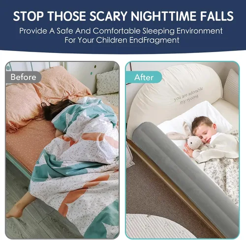 Miniatura 2 de Paquete de 2 rieles inflables de viaje para niños pequeños, rieles de cama antideslizantes y suaves para niños Barandilla de protección de cama