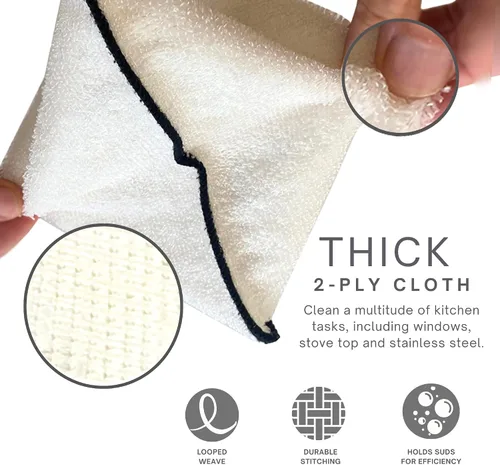 Miniatura 5 de Whiffkitch Paños de cocina Paños de fregar para cocina y limpieza del hogar 6x7 pulgadas paquete de 6 unidades, tejido de 2 capas antiarañazos, tela