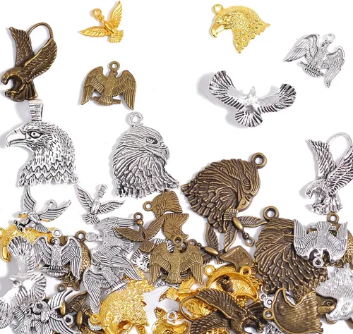Miniatura 27 de stino - 100 g de dijes colgantes de metal para hacer joyas, lote de dijes bañados en plata y oro para pulseras, collares y manualidades, dijes