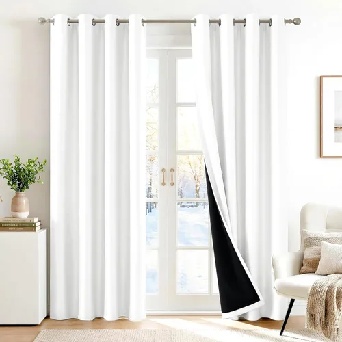Miniatura 37 de Deconovo Cortinas 100% opacas, cortinas de ventana con aislamiento térmico, paneles reductores de ruido, cortinas de forro negro, con ojales