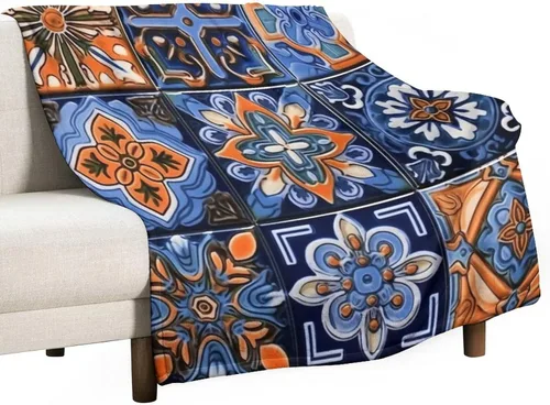 Miniatura 35 de Manta bohemia mexicana retro a rayas multicolor, manta bohemia étnica cálida de 30 x 40 pulgadas, suave manta de felpa mullida y acogedora manta