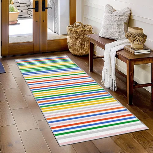 Miniatura 13 de Black and White Striped Runner Rug 2x4 Small - Hallway Runner Rug Stripe Pattern, Non Slip, Washable, Black and White Striped Home Decor Carpet for