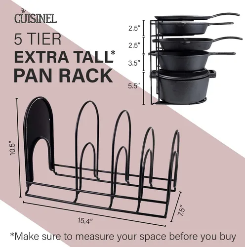 Miniatura 4 de Cuisinel Organizador de ollas y sartenes resistente, estante extra grande de 5 niveles, capacidad para sartenes de hierro fundido, horno holandés