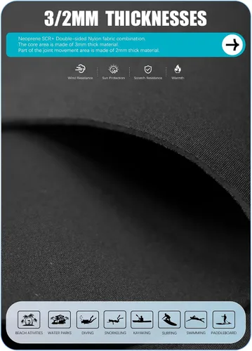 Miniatura 3 de Hevto Traje de neopreno para niños y niñas, jóvenes, 3/2 mm, trajes completos de neopreno para aguas frías, para natación, surf, buceo