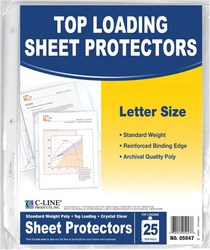 C-Line, folios protectores finos, de poliéster, no resplandecientes, para papeles, tamaño estándar, 8.5 x 11 pulgadas, Transparente Claro