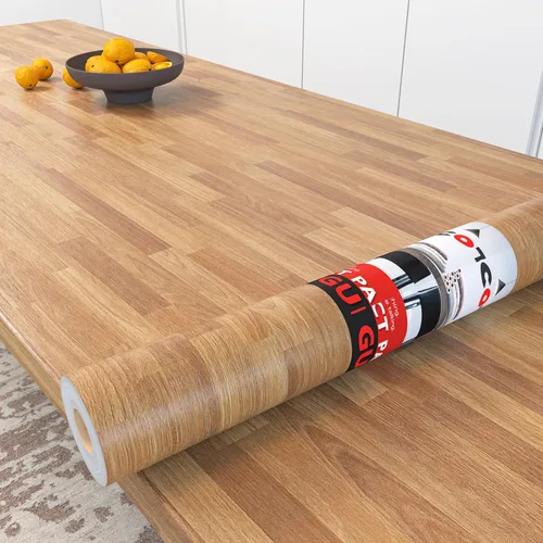 Decotalk Butcher Block Contact Paper Wood Vinyl Wrap - Wood Peel and Stick Wallpaper Removable Butcher Block Countertop Vinyl Wrap Woodgrain Contact