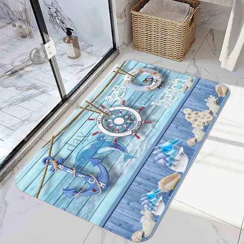 Miniatura 9 de LYFANS Manta de espuma de esponja para baño y cocina (21 x 35.5 pulgadas), almohadilla de franela antideslizante brillante impresa en 3D para mesita