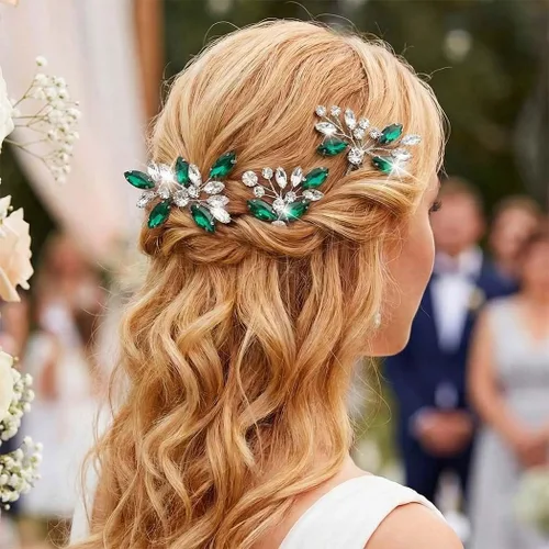 Miniatura 11 de Unicra Horquillas para el pelo de cristal negro plateado con diamantes de imitación, piezas de pelo de novia, accesorios para novias y mujeres