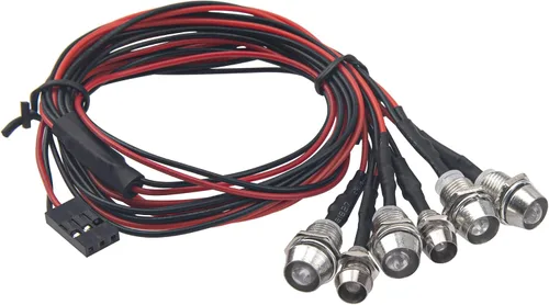 Miniatura 5 de Paquete de 2 faros delanteros LED HIRCQOO 6LED RC para automóvil, iluminación trasera con cable JR Y compatible con Traxxas HSP Tamiya Redcat RC4WD