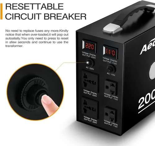 Miniatura 6 de Convertidor de voltaje Transformador de 110 V a 220 V/220 V a 110 V Convertidor de voltaje universal internacional de Estados Unidos a Europa