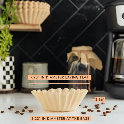 Miniatura 3 de Filtros de café de 8 a 12 tazas, 200 unidades, estilo cesta, filtro de café marrón natural sin blanquear, fabricado en los Estados Unidos