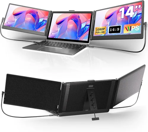 Miniatura 10 de Extensor de pantalla para laptop de 14" - Extensor de monitor IPS FHD 1080P de pantalla dual, monitor portátil para laptops de 13-17" con puerto