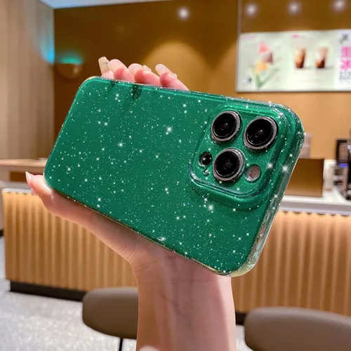 Miniatura 5 de OWLSTAR Bonita funda con purpurina para iPhone 15 Pro Max de 6.7 pulgadas, funda protectora suave y delgada para mujeres y niñas (verde alpino)